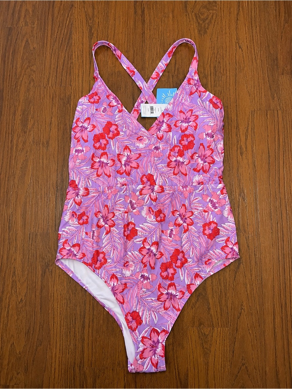 Draper James Pink One-Piece with Red Floral Print Sz XXL